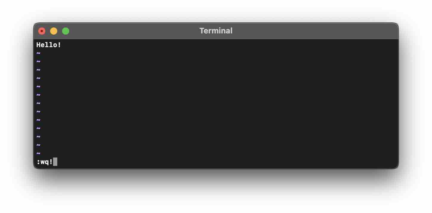 Creating a new file and writing using Vi Editor Mac Terminal
